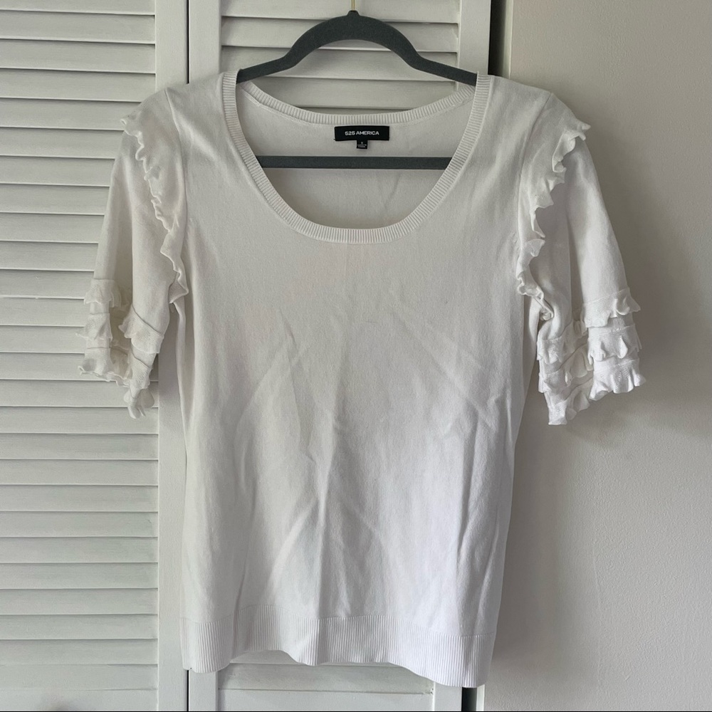 525 America White Scoop Neck Top